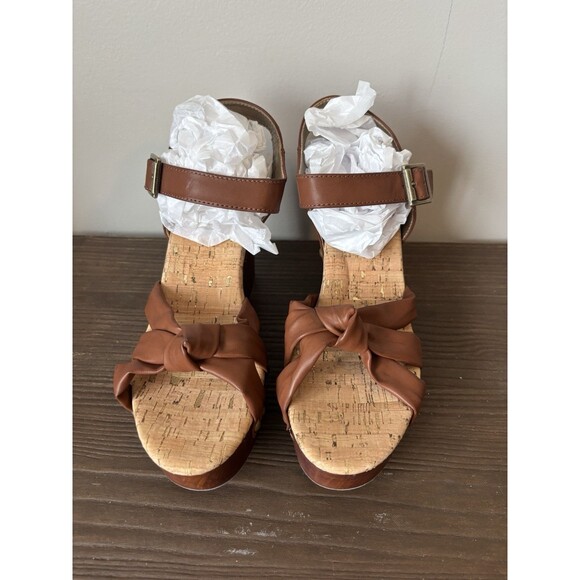 Korks Women's Dawson Cork Soles Sedge Sandals Leather Brown Size 9M - Picture 10 of 10